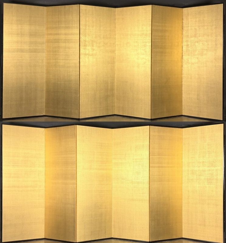 Gold with a Silk-Like Texture · Pair — Pair of 6-panel screens
