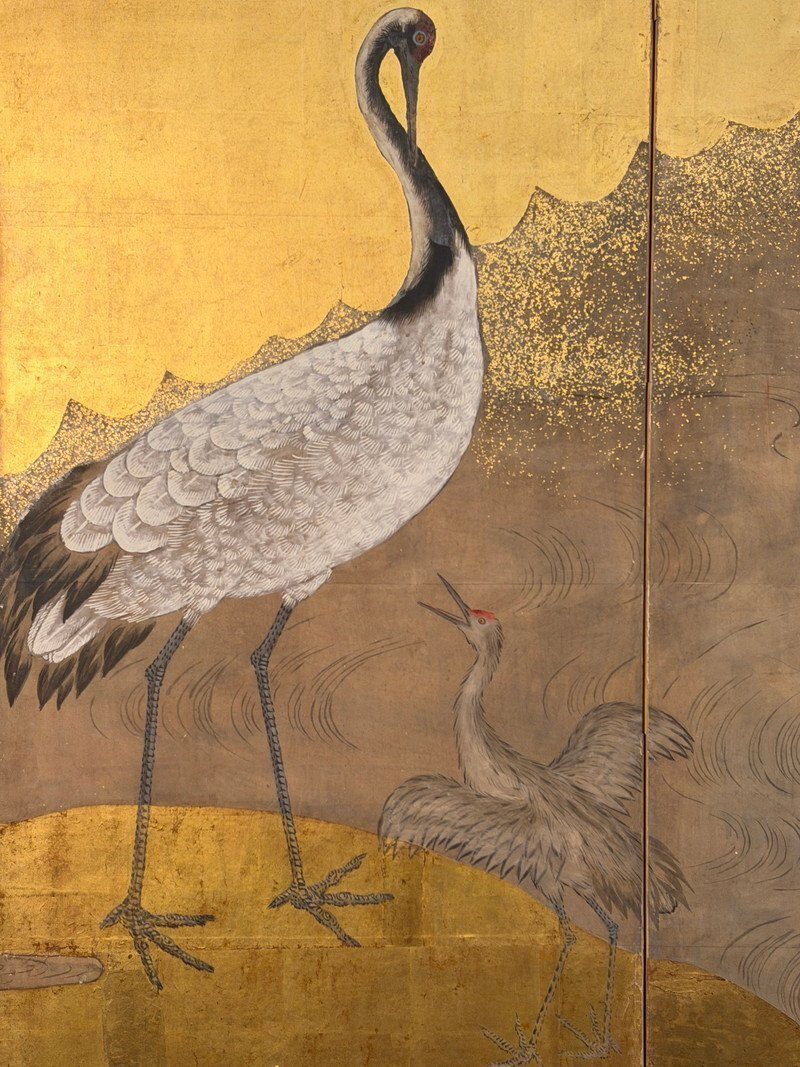 A Gathering of Cranes on Gold · photograph 8