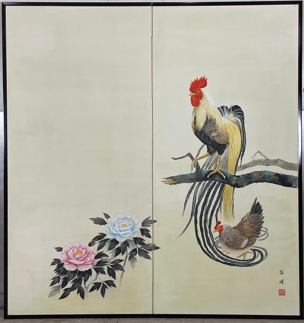 Roosters & Peonies — overall view
