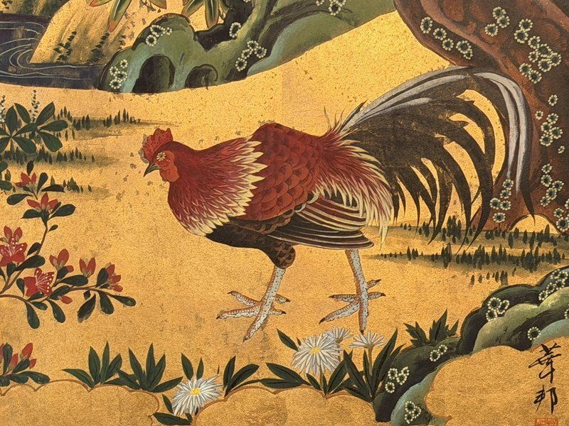 松梅鶏図・写真 4