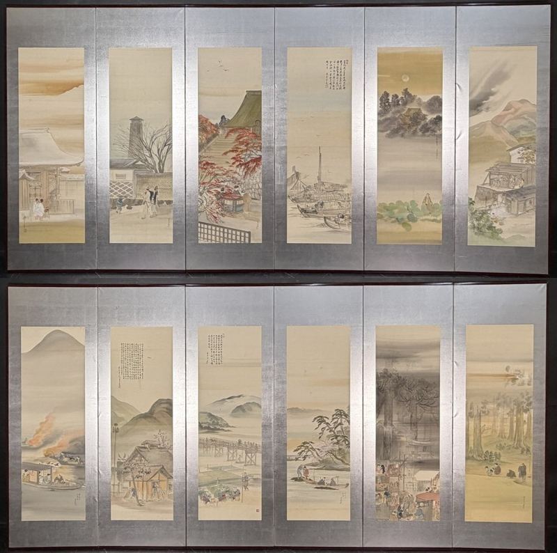 Seasonal Celebrations — Pair of 6-panel screens