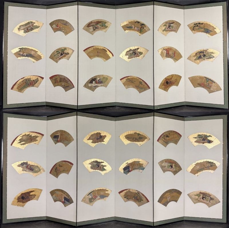 Painted Fans · A Screen Pair — Pair of 6-panel screens